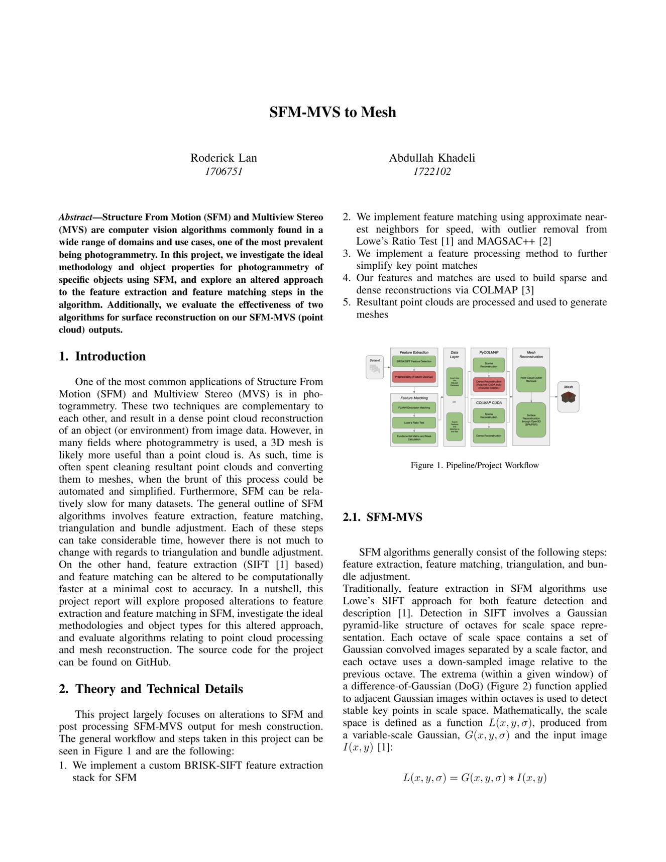 First page of the SFM-MVS research report